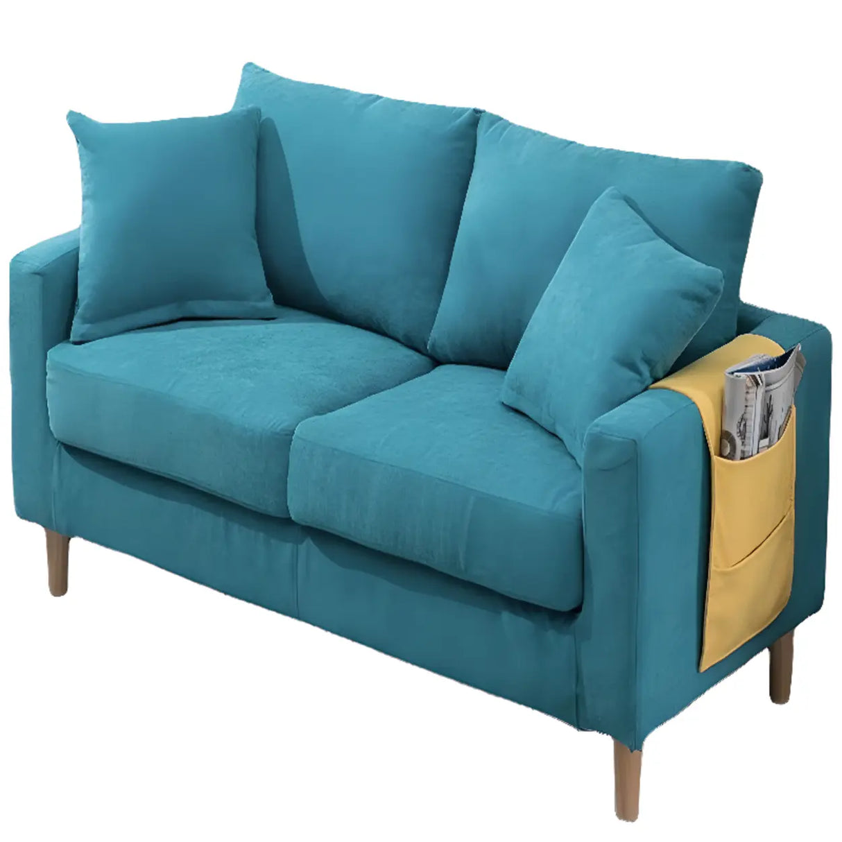 Lake Blue Removable Cushions Sewn Pillow Back Loveseat Image - 9