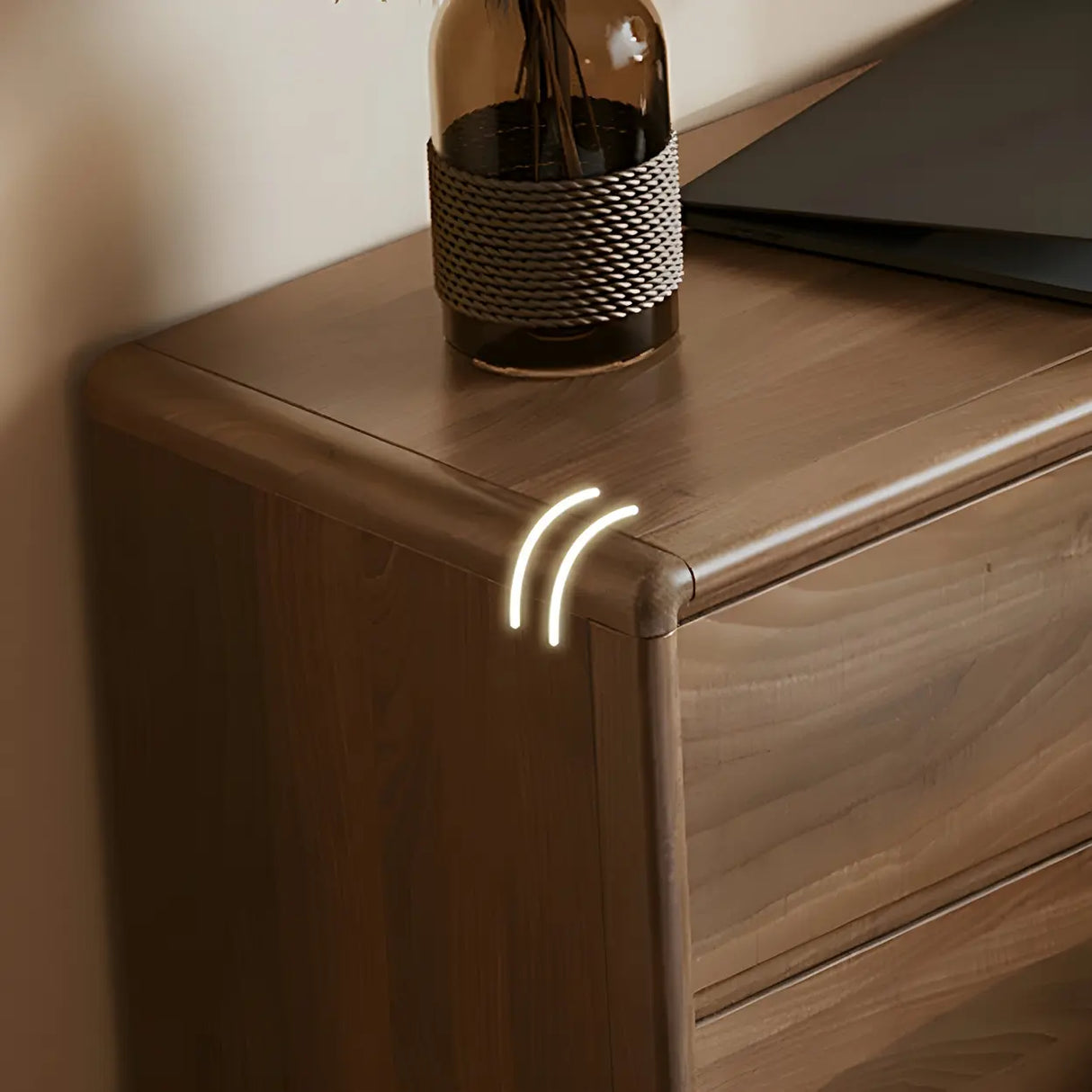 Large Brown Wood Makeup Vanity with Drawers and Seat Image - 12