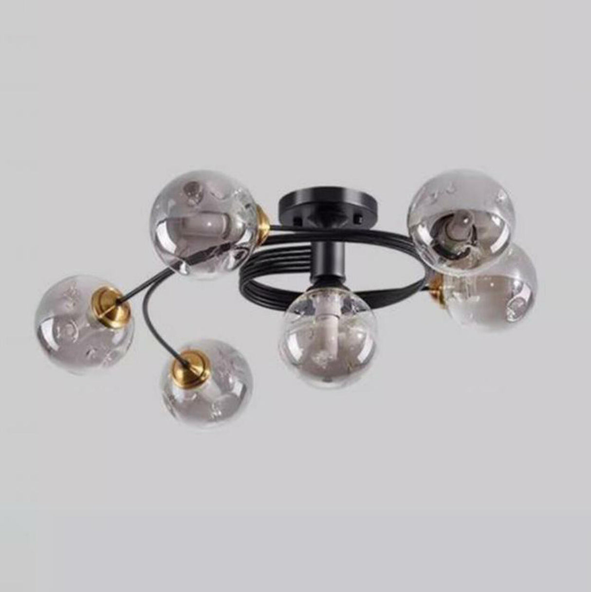 Large Bubble Clear Glass Semi-Flush Mount Light 6-Light Image - 14