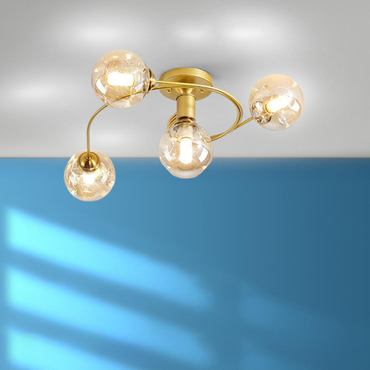 Large Bubble Clear Glass Semi-Flush Mount Light 6-Light Image - 8