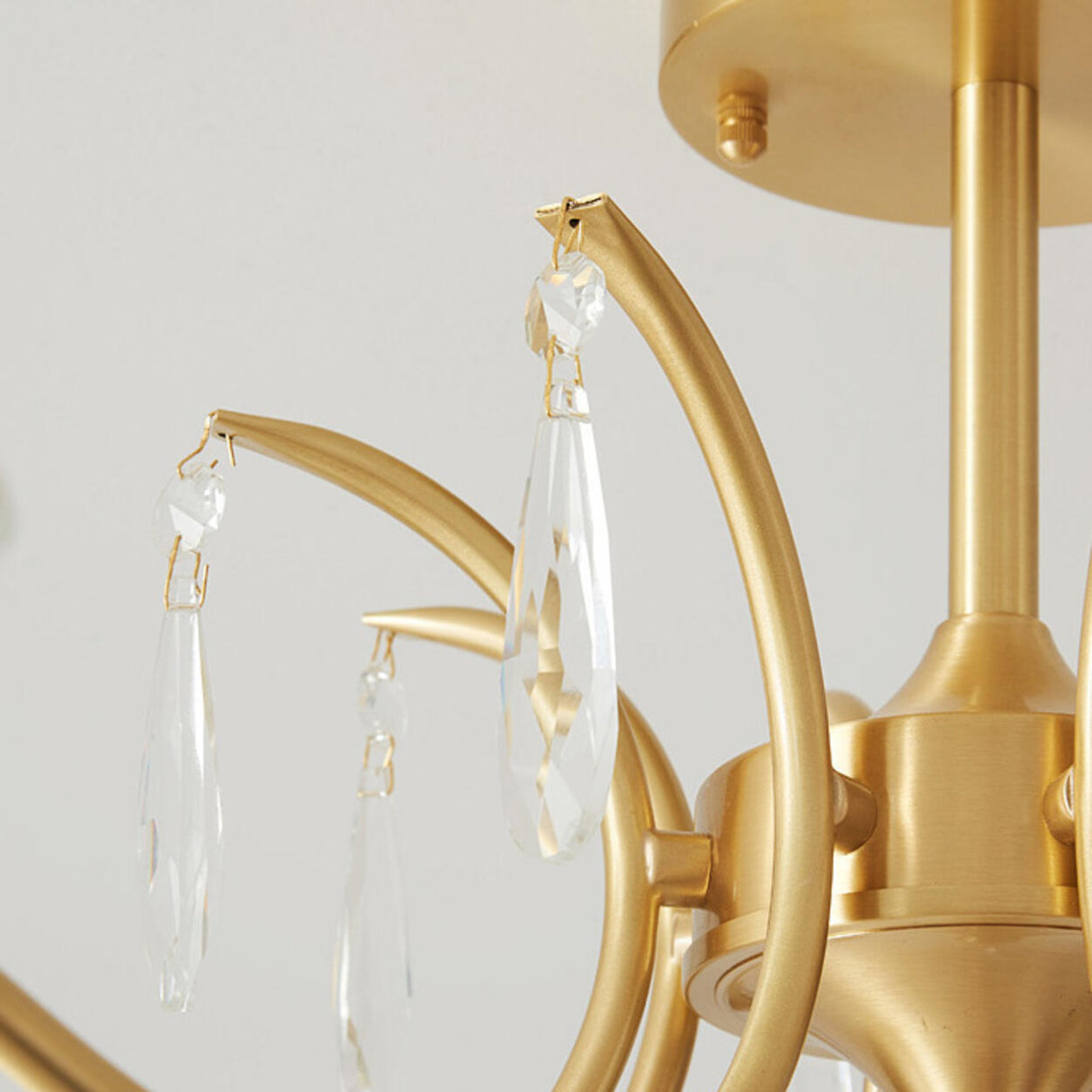 Large Ginkgo Leaf Glass Gold Semi-Flush Mount Light Image - 10