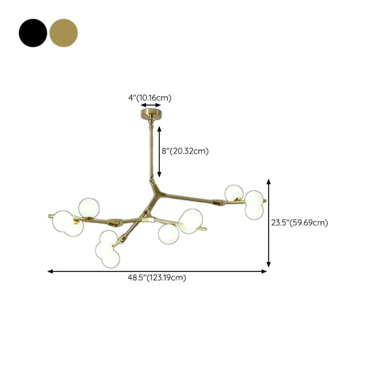 Large Modern Gold Branch Globe Chandelier Dining Room