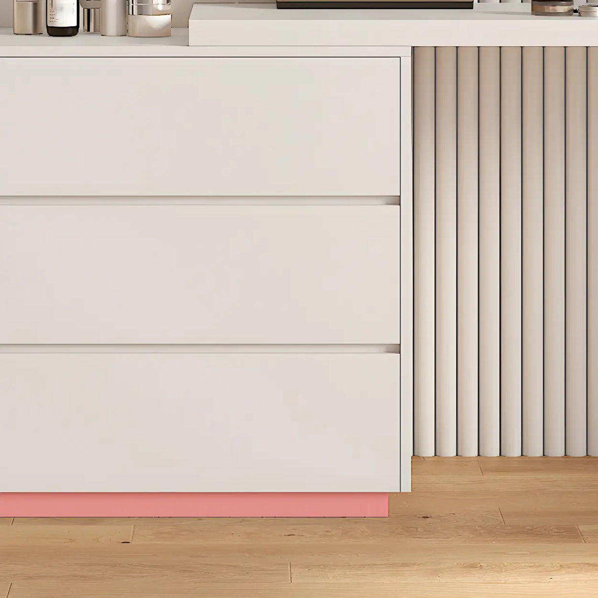 Large Off-White Wood Makeup Vanity with Drawers Image - 11