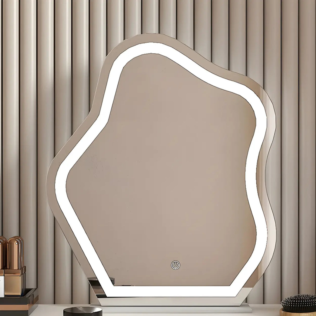 Large Off-White Wood Makeup Vanity with Drawers Image - 13