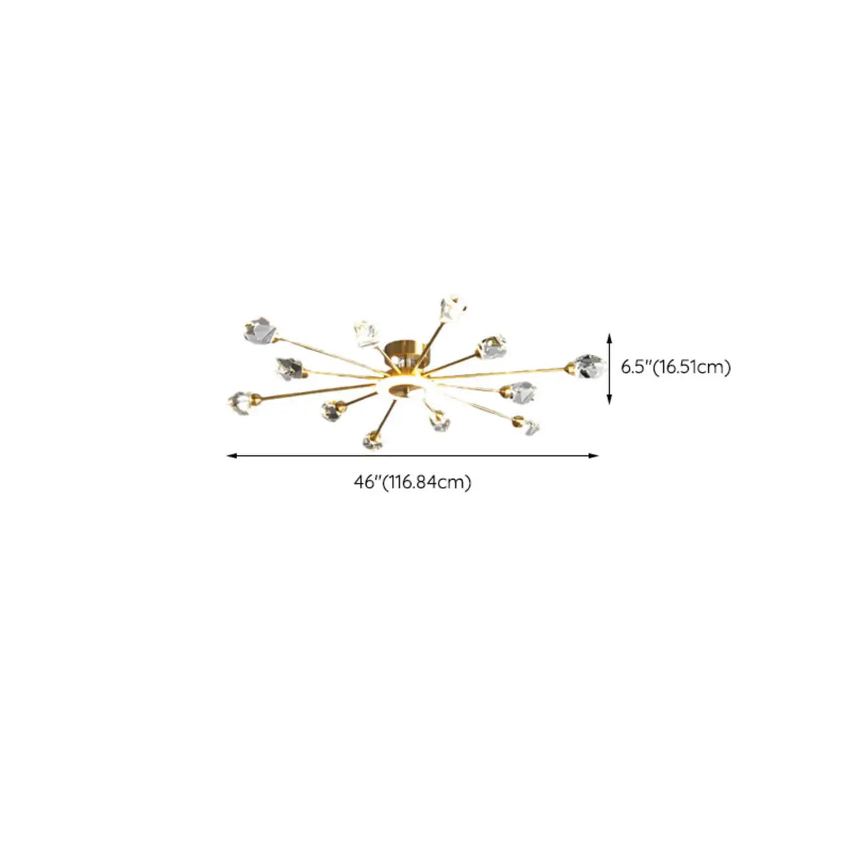 Large Starburst Crystal Semi-Flush Mount Light 17-Light Image - 18