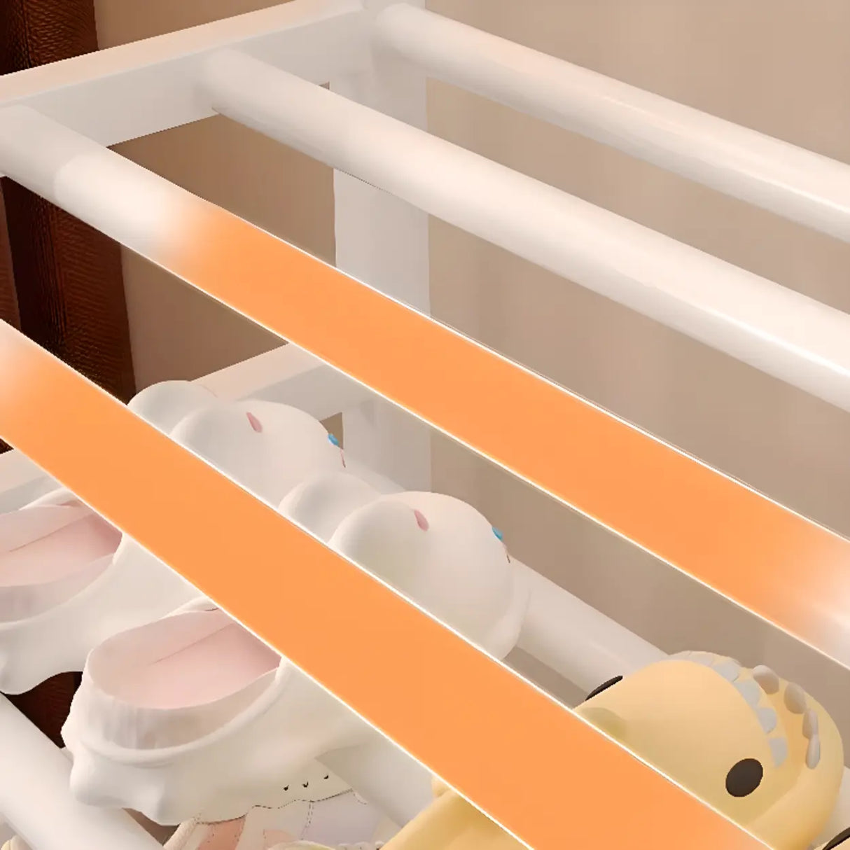 Large Trendy Metal Hallway White Open Storage Shoe Rack Image - 15