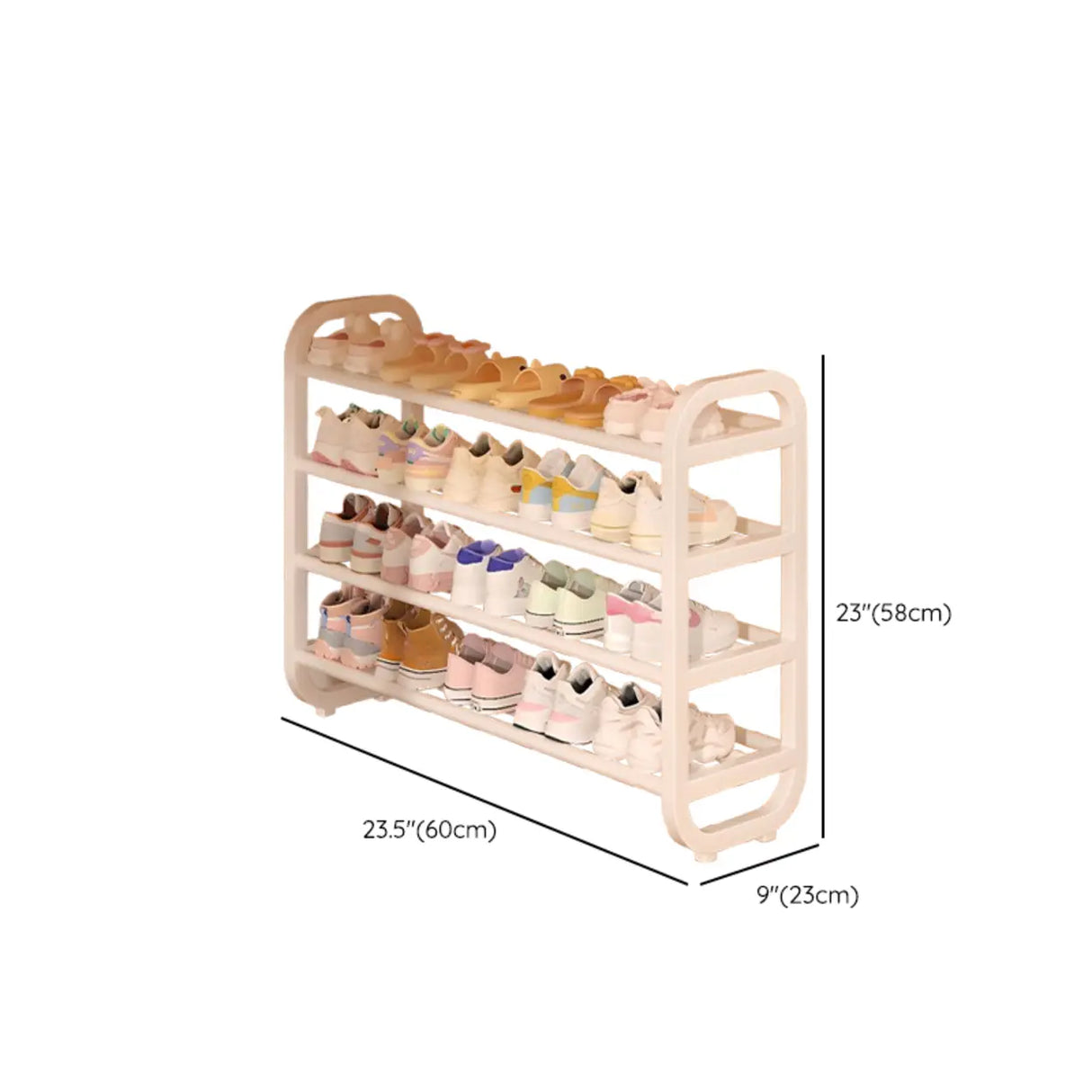 Large Trendy Metal Hallway White Open Storage Shoe Rack