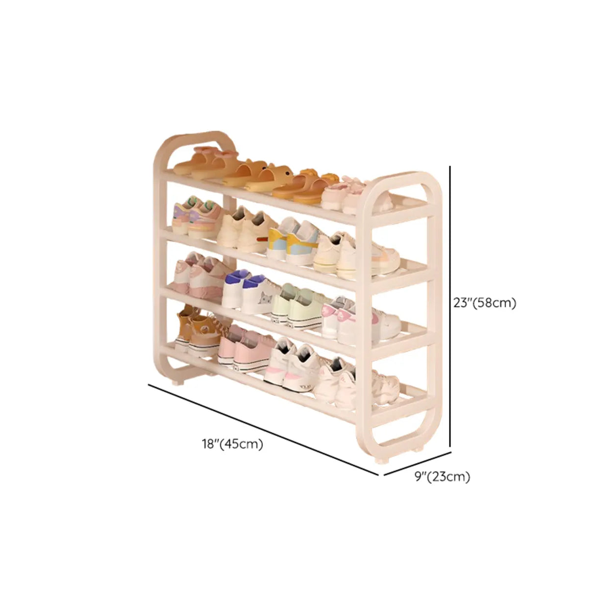 Large Trendy Metal Hallway White Open Storage Shoe Rack Image - 18