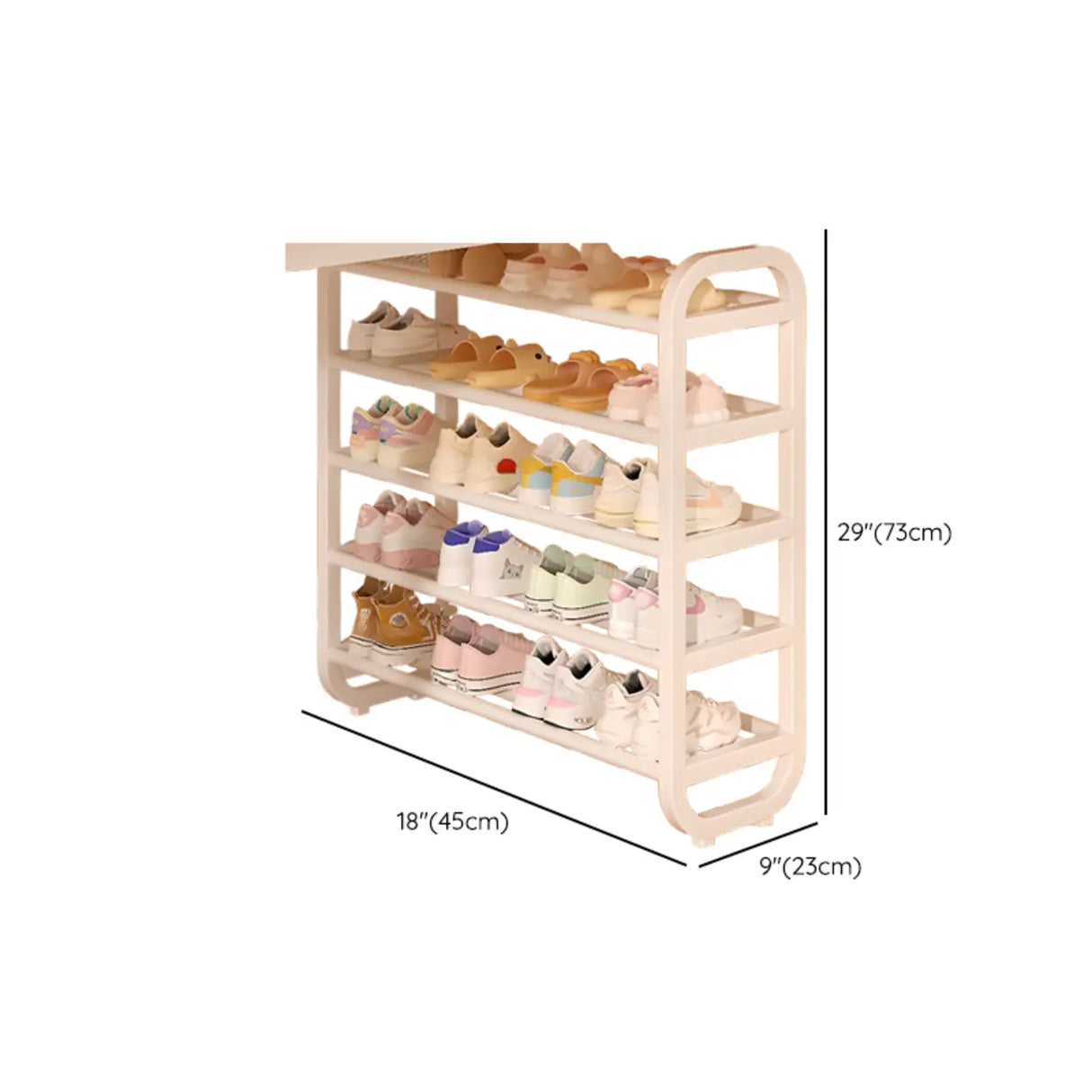 Large Trendy Metal Hallway White Open Storage Shoe Rack Image - 19