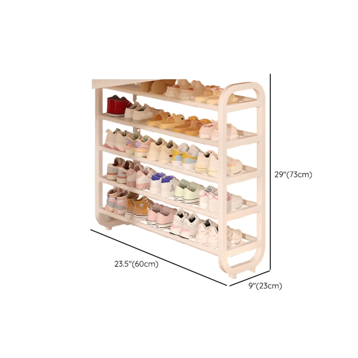 Large Trendy Metal Hallway White Open Storage Shoe Rack Image - 20