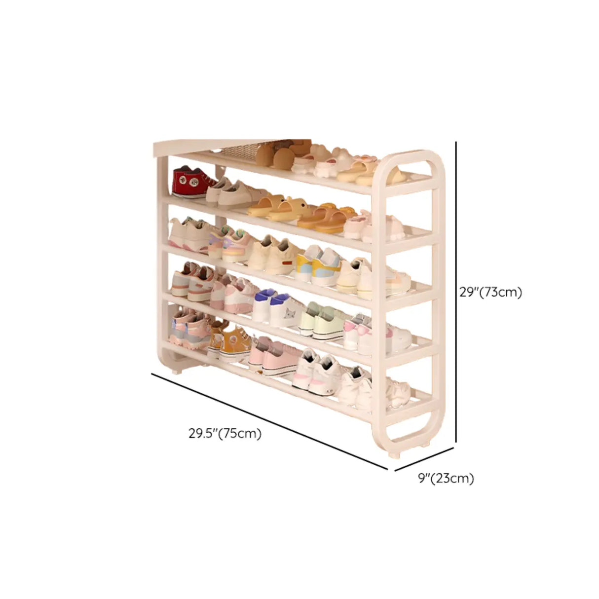 Large Trendy Metal Hallway White Open Storage Shoe Rack Image - 21