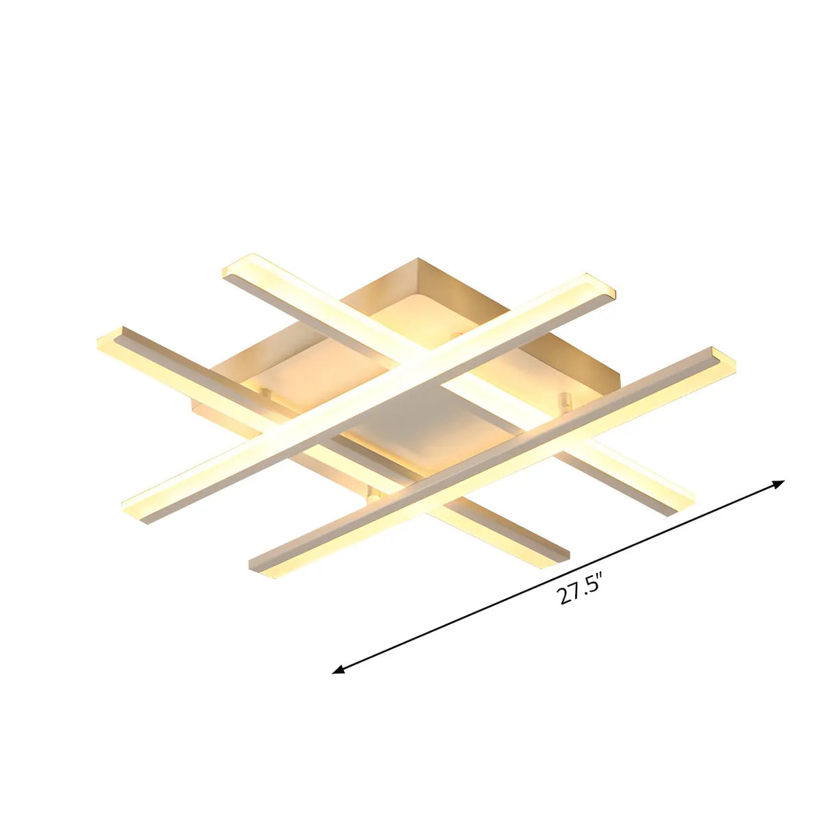 Large White Cross Beam LED Flush Mount Ceiling Light