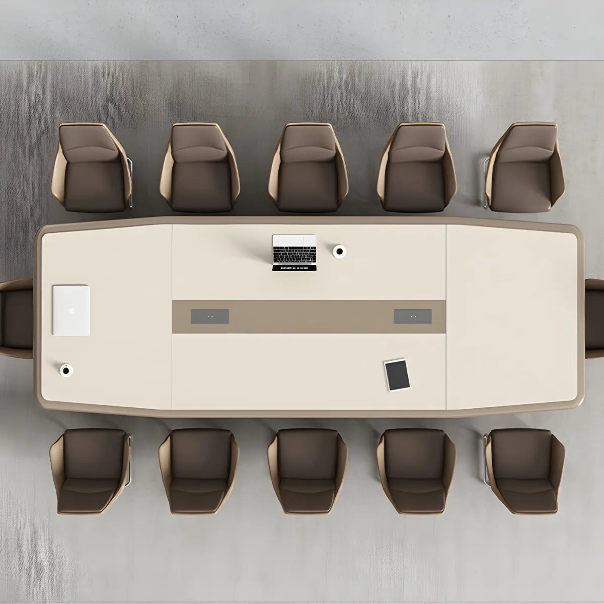 Large Wooden Rectangle Office Conference Desk for 12 Image - 3