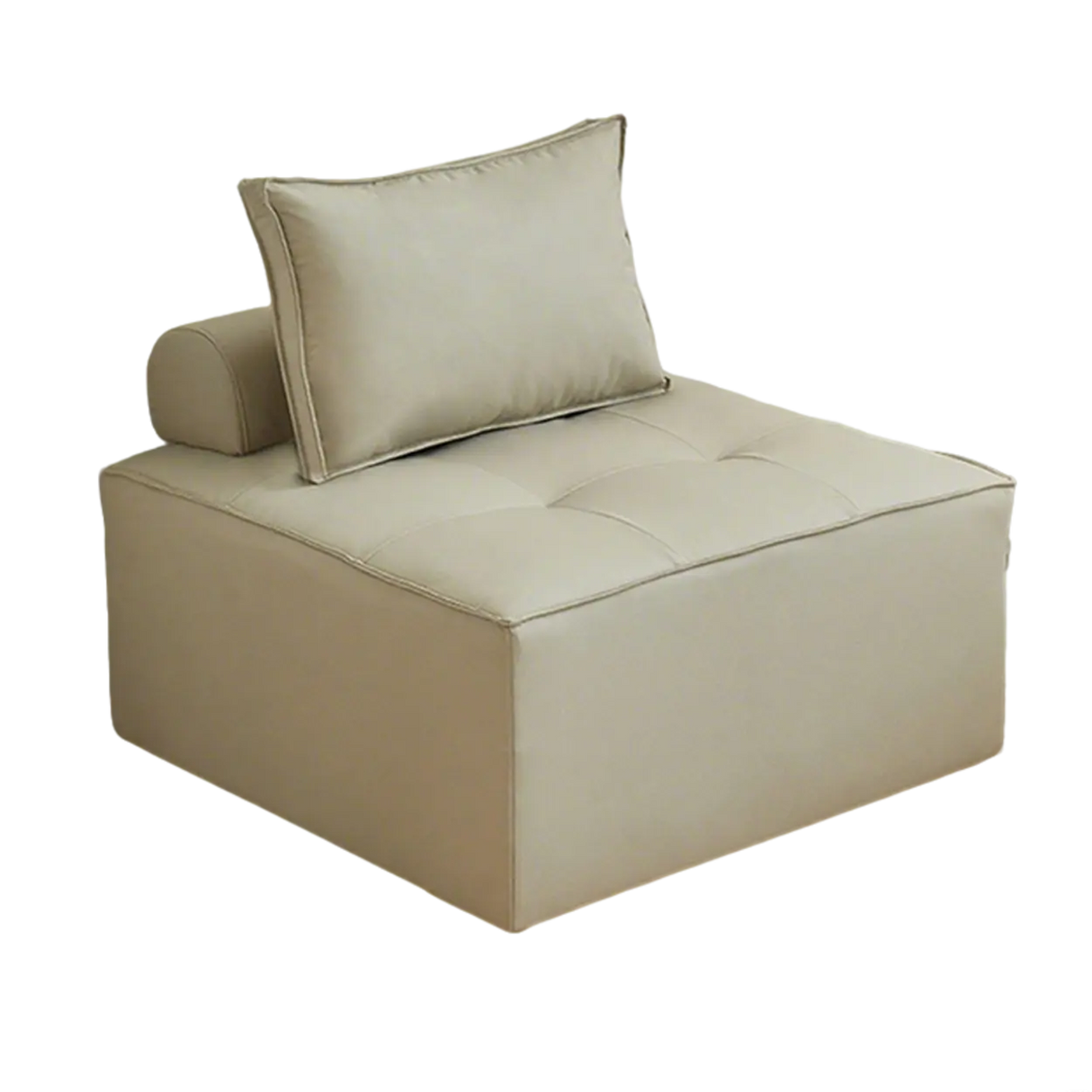 Lazy Sofa Modern White Tofu Block Square Accent Chair Image - 1