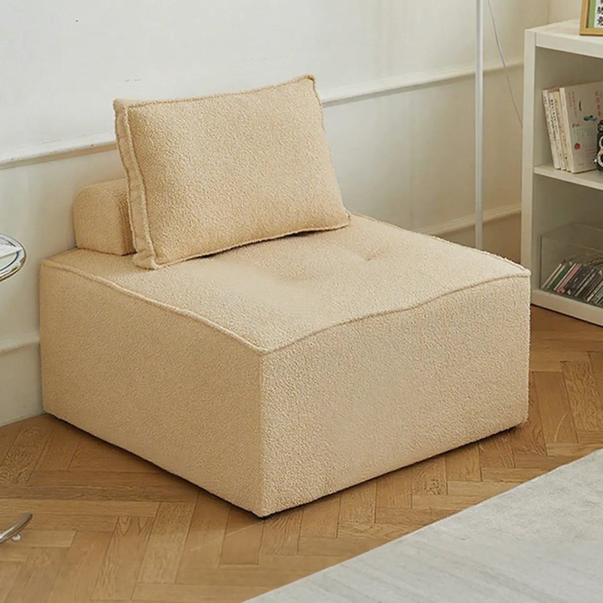 Lazy Sofa Modern White Tofu Block Square Accent Chair Image - 11