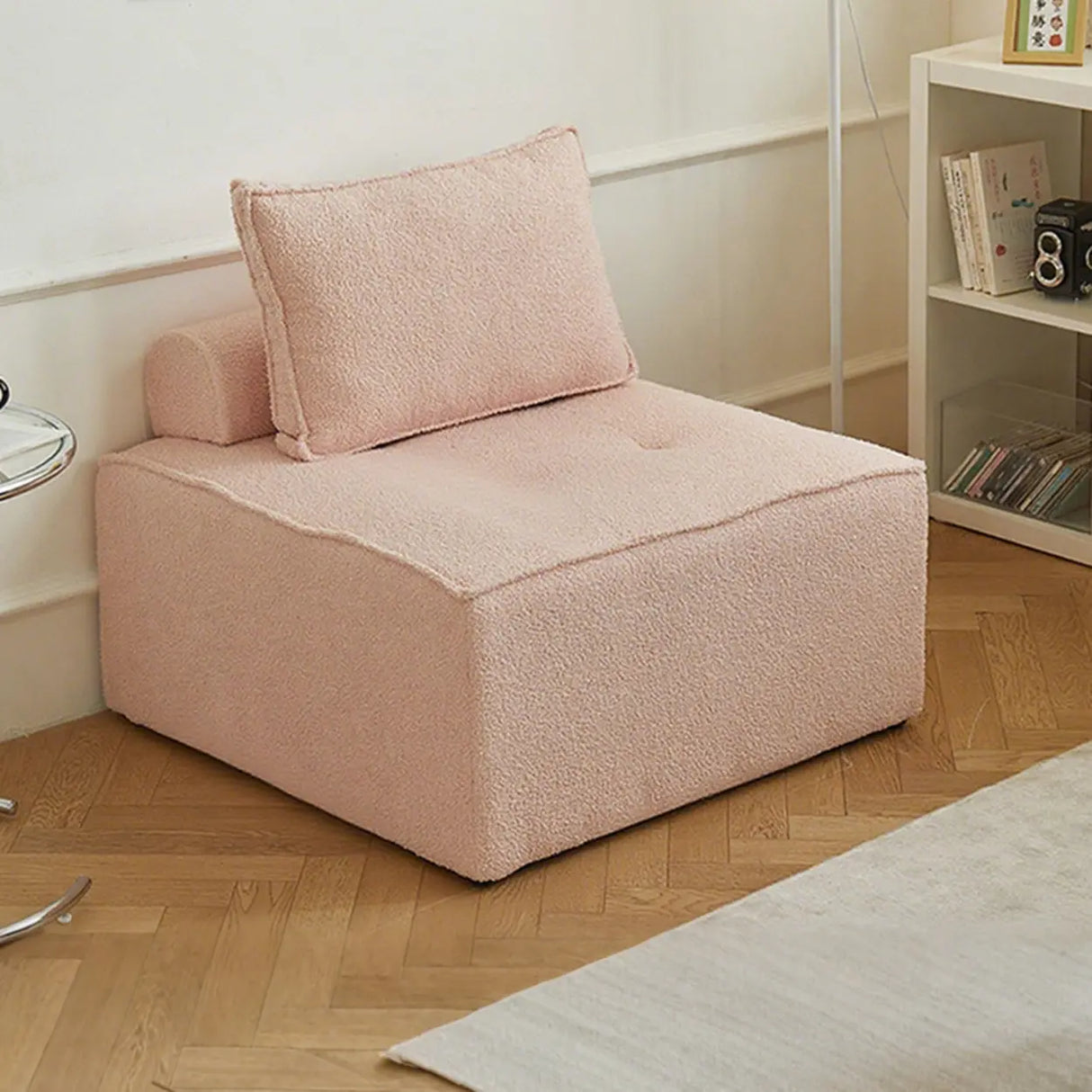 Lazy Sofa Modern White Tofu Block Square Accent Chair Image - 12