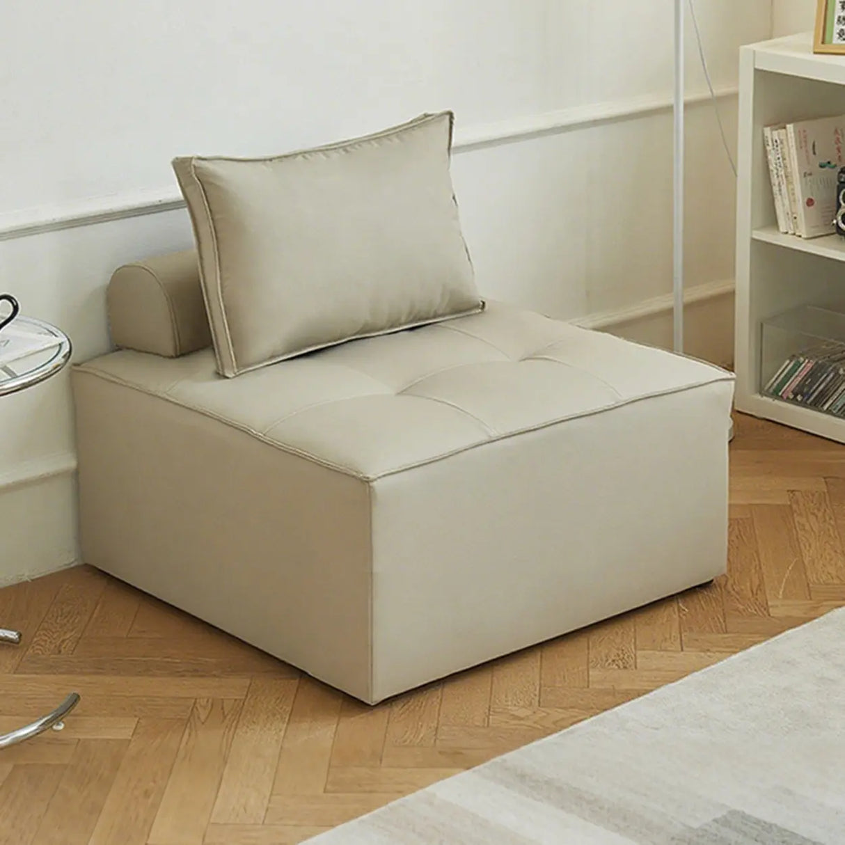 Lazy Sofa Modern White Tofu Block Square Accent Chair Image - 14