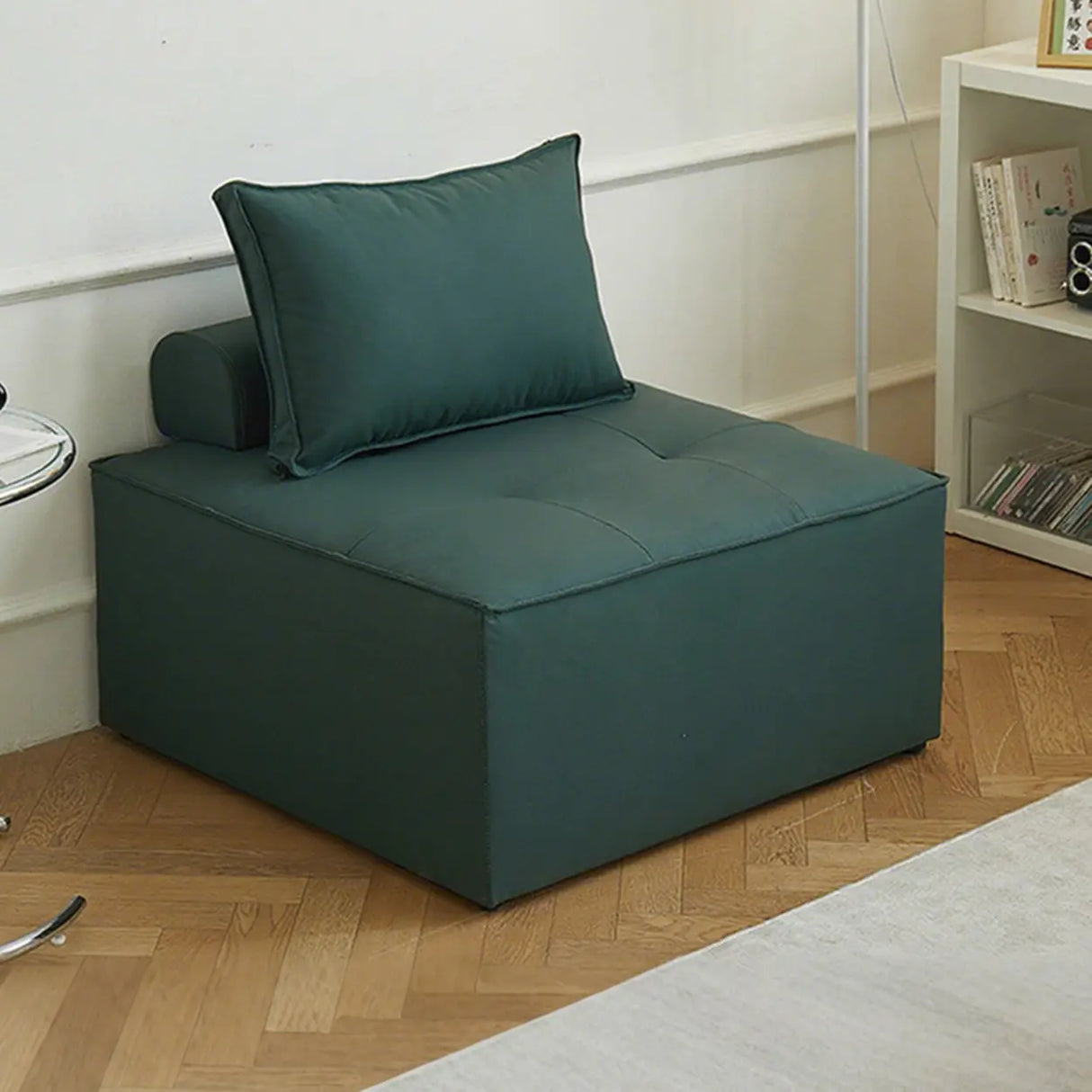 Lazy Sofa Modern White Tofu Block Square Accent Chair Image - 16