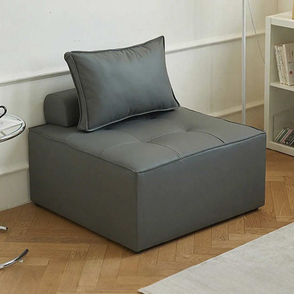 Lazy Sofa Modern White Tofu Block Square Accent Chair Image - 17