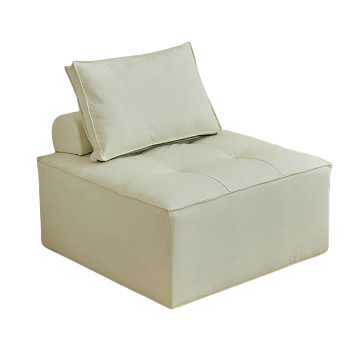 Lazy Sofa Modern White Tofu Block Square Accent Chair Image - 2