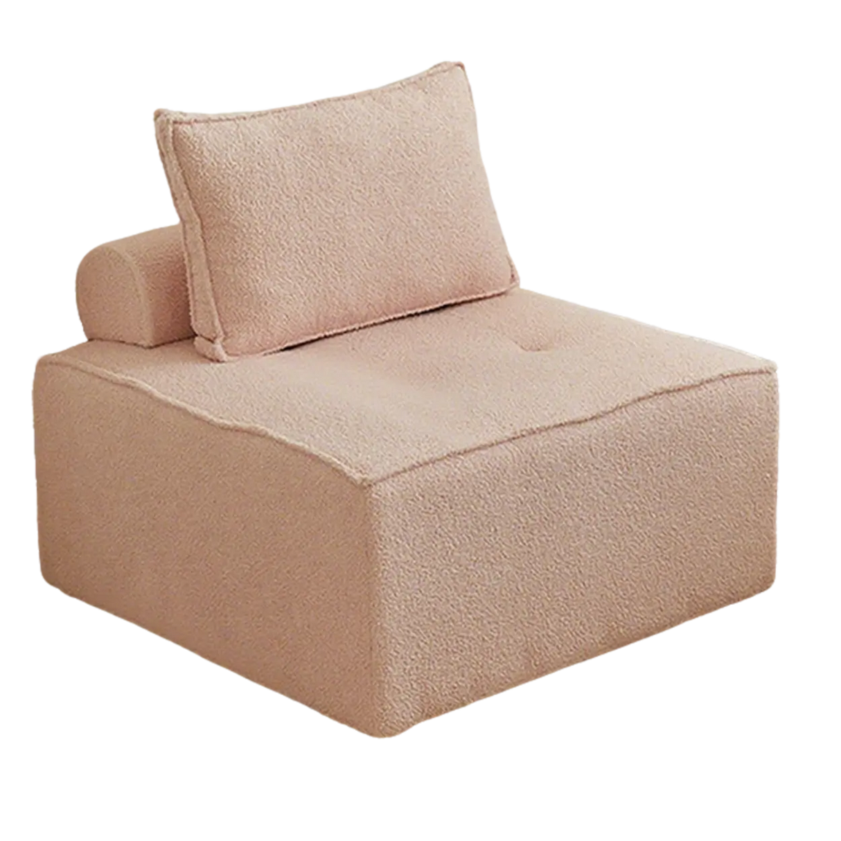 Lazy Sofa Modern White Tofu Block Square Accent Chair Image - 3