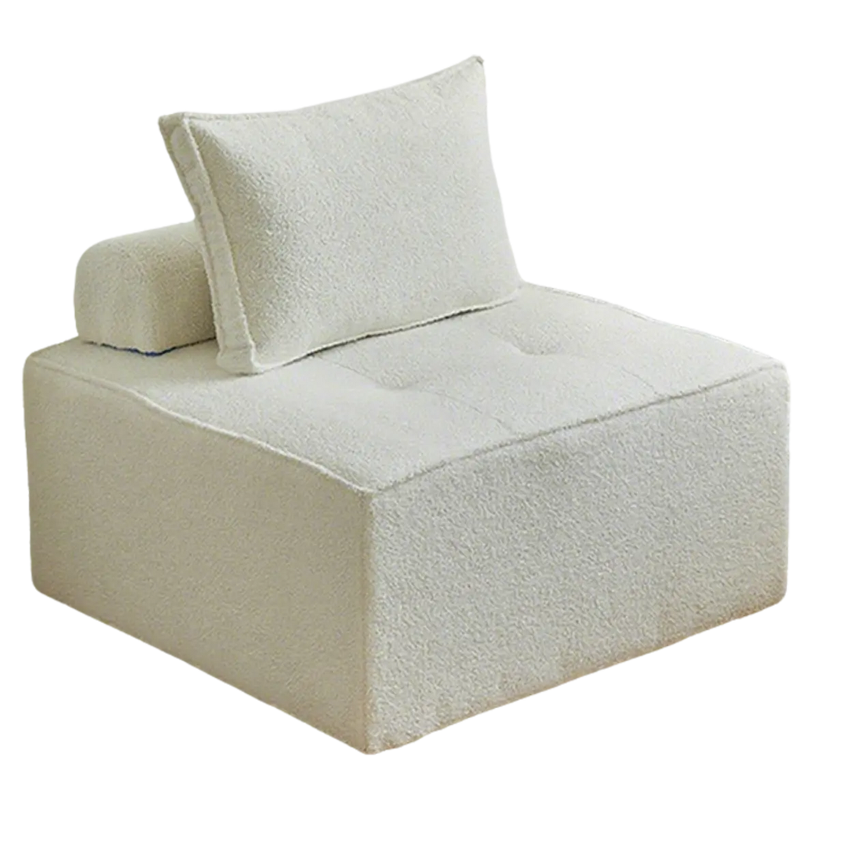 Lazy Sofa Modern White Tofu Block Square Accent Chair Image - 5