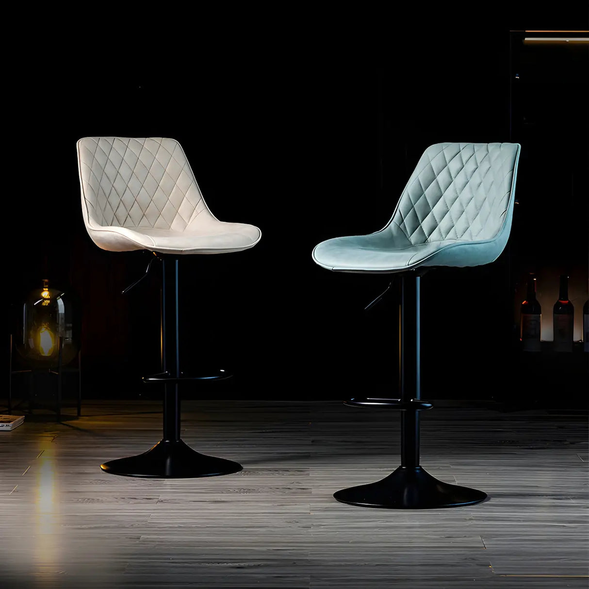 Leather Adjustable Iron Bucket Swivel Counter Bar Stool Image - 18