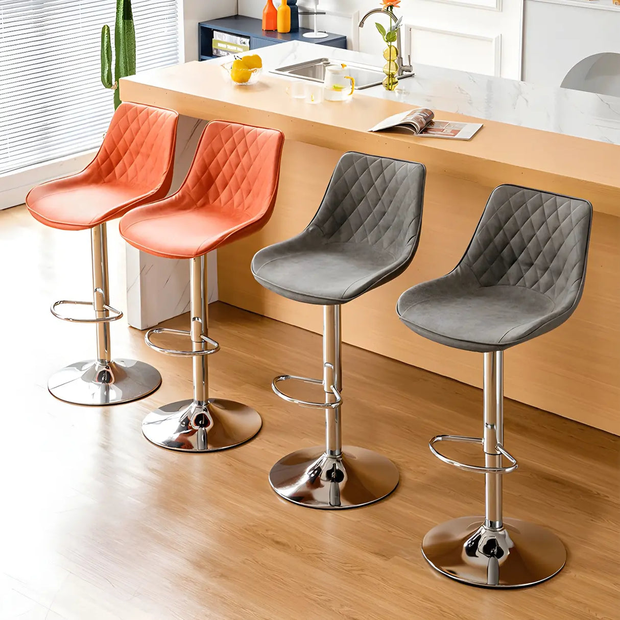 Leather Adjustable Iron Bucket Swivel Counter Bar Stool Image - 24