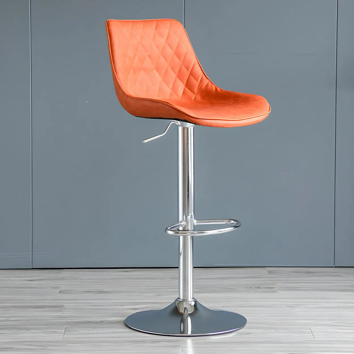 Leather Adjustable Iron Bucket Swivel Counter Bar Stool Image - 26