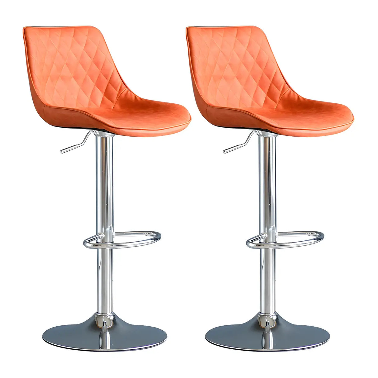 Leather Adjustable Iron Bucket Swivel Counter Bar Stool Image - 27