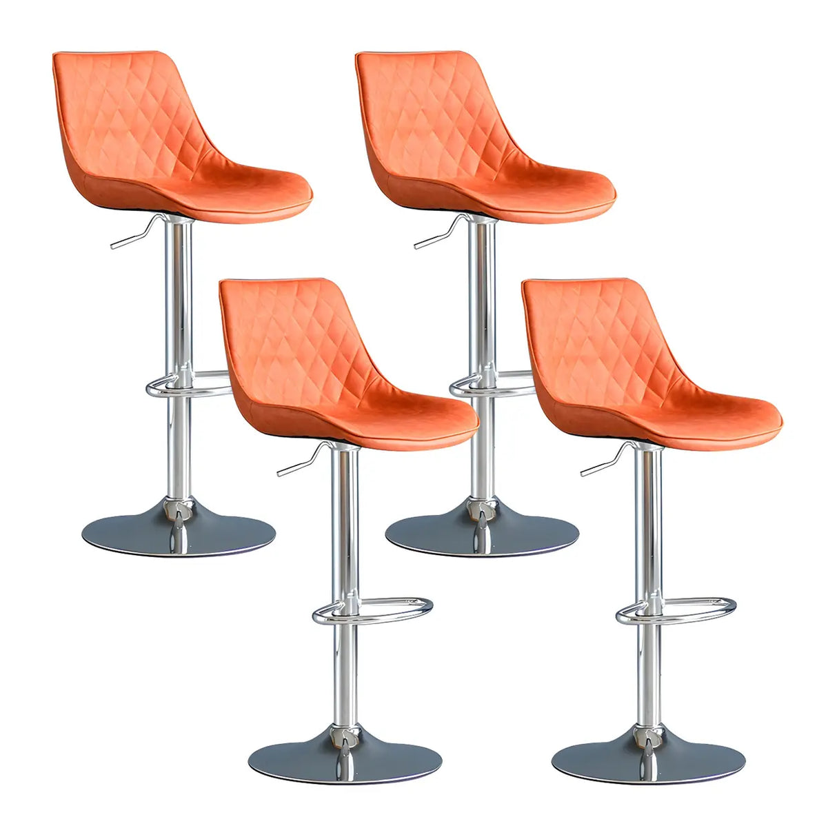 Leather Adjustable Iron Bucket Swivel Counter Bar Stool Image - 29