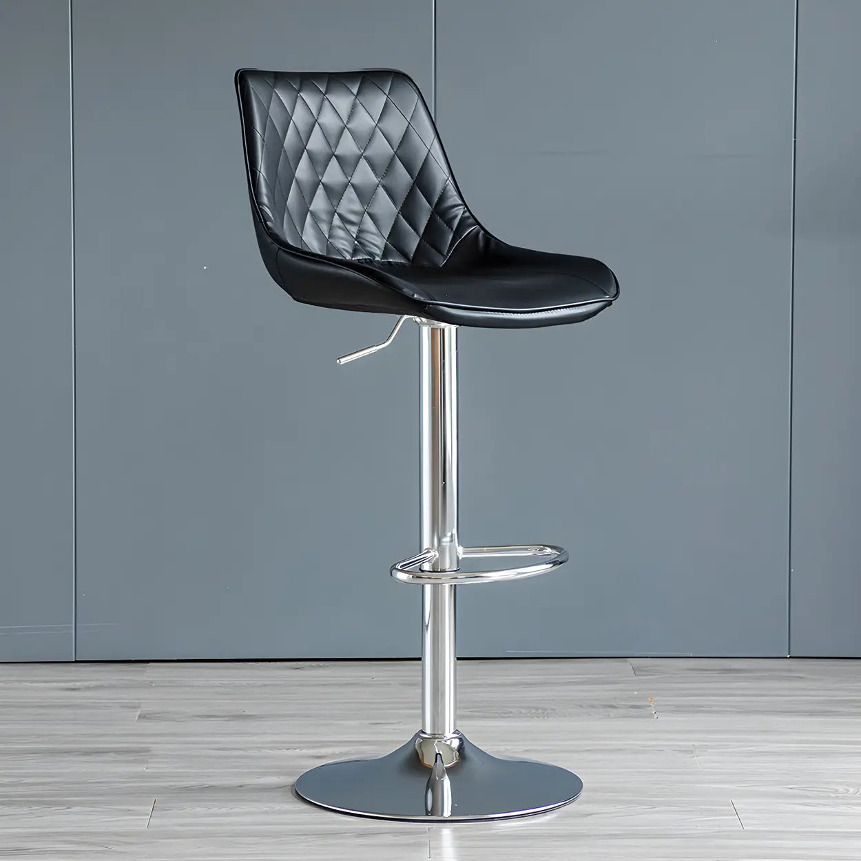 Leather Adjustable Iron Bucket Swivel Counter Bar Stool Image - 33