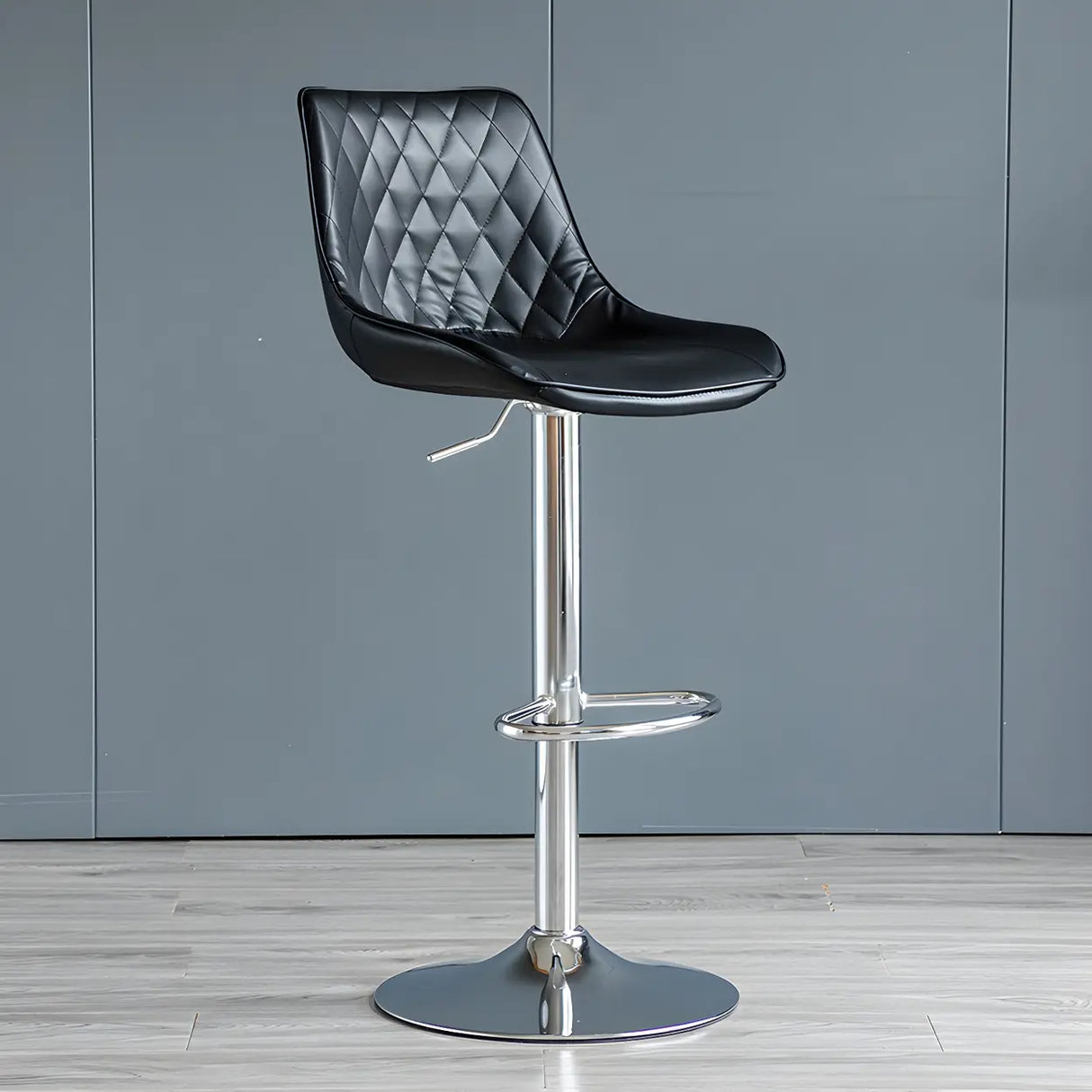 Leather Adjustable Iron Bucket Swivel Counter Bar Stool Image - 33