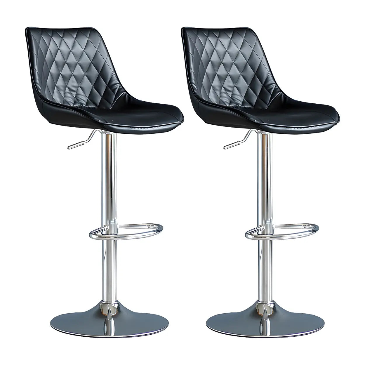 Leather Adjustable Iron Bucket Swivel Counter Bar Stool Image - 34