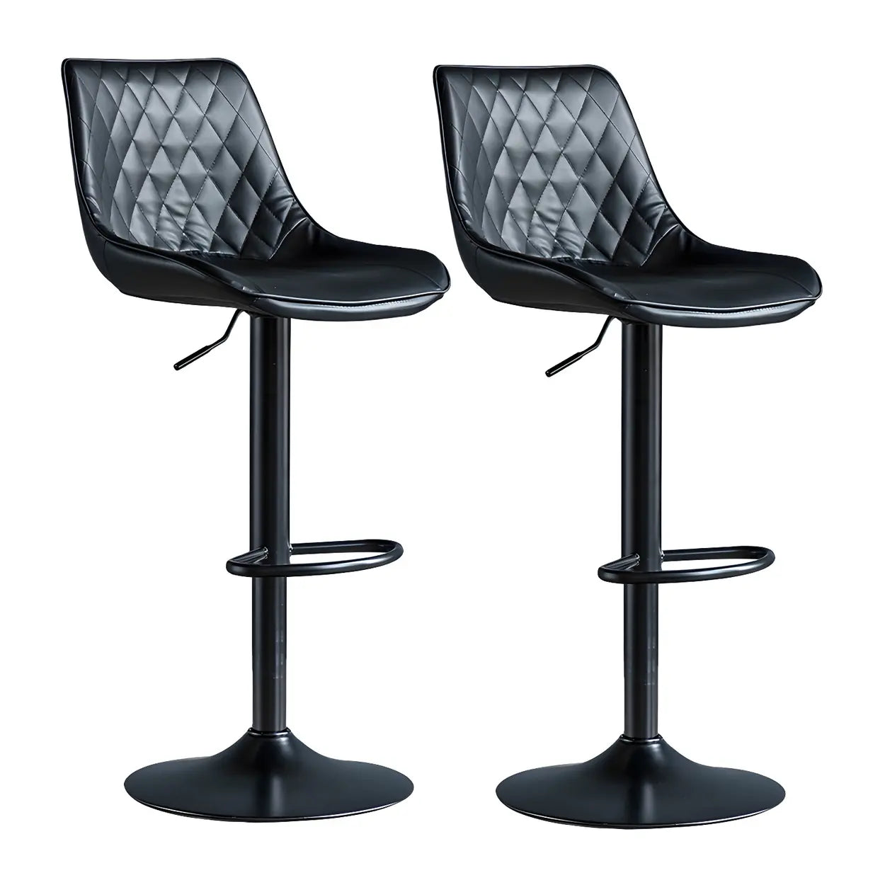 Leather Adjustable Iron Bucket Swivel Counter Bar Stool Image - 3