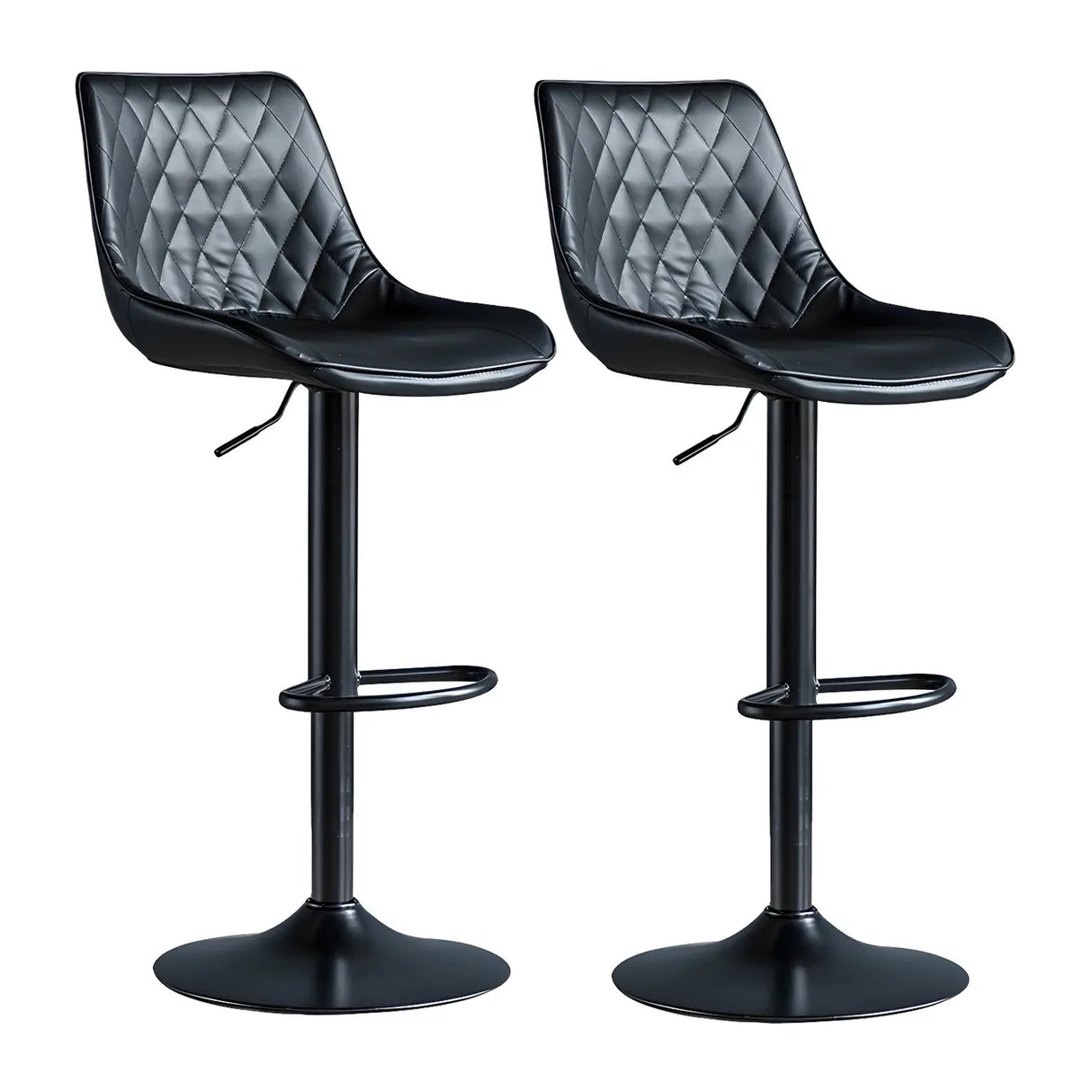 Leather Adjustable Iron Bucket Swivel Counter Bar Stool Image - 3