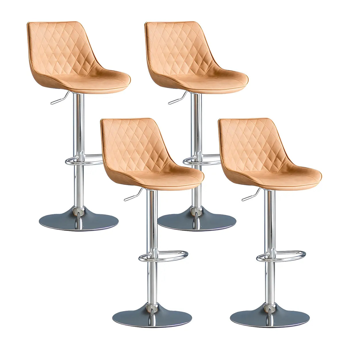 Leather Adjustable Iron Bucket Swivel Counter Bar Stool Image - 41