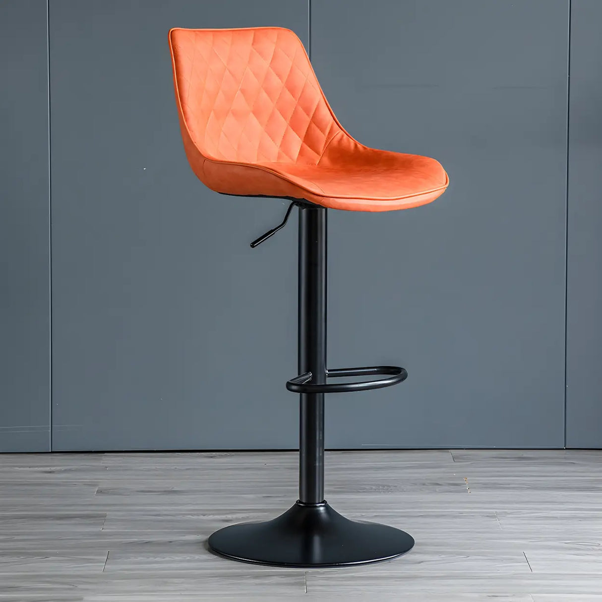 Leather Adjustable Iron Bucket Swivel Counter Bar Stool Image - 48