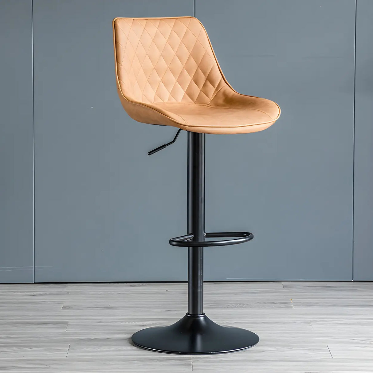 Leather Adjustable Iron Bucket Swivel Counter Bar Stool Image - 51