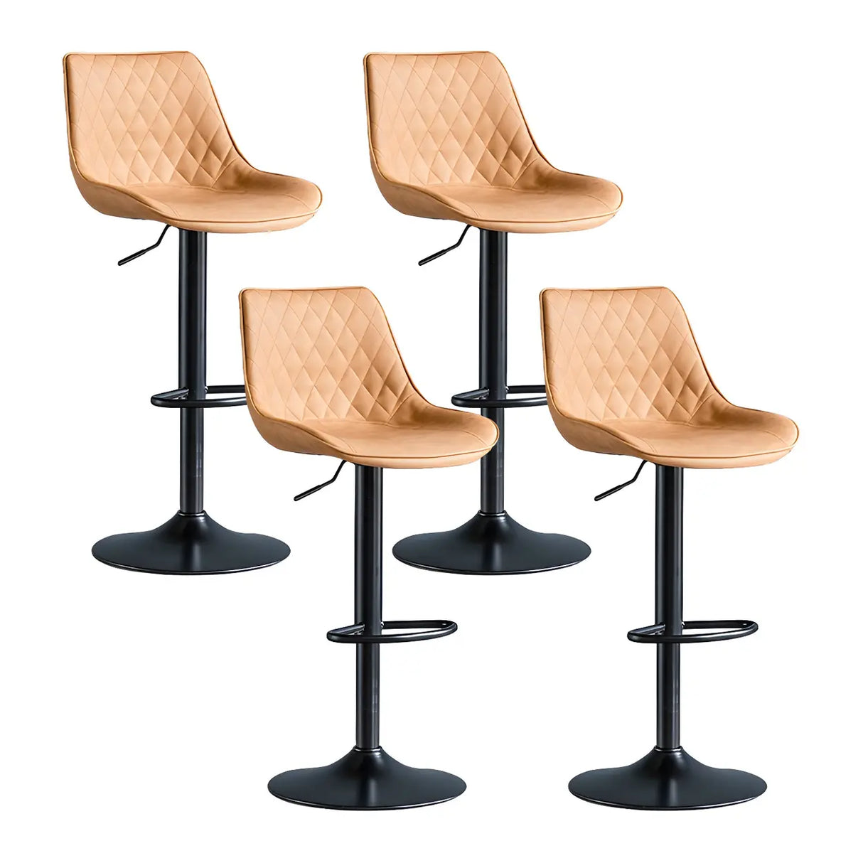 Leather Adjustable Iron Bucket Swivel Counter Bar Stool Image - 53