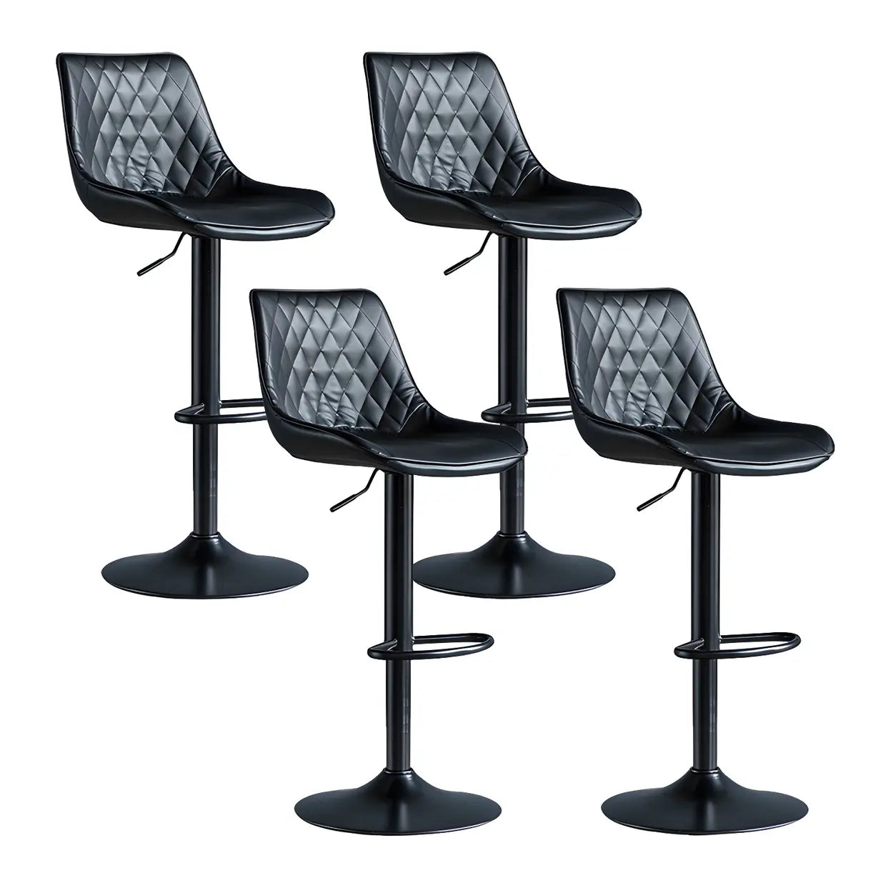 Leather Adjustable Iron Bucket Swivel Counter Bar Stool Image - 5