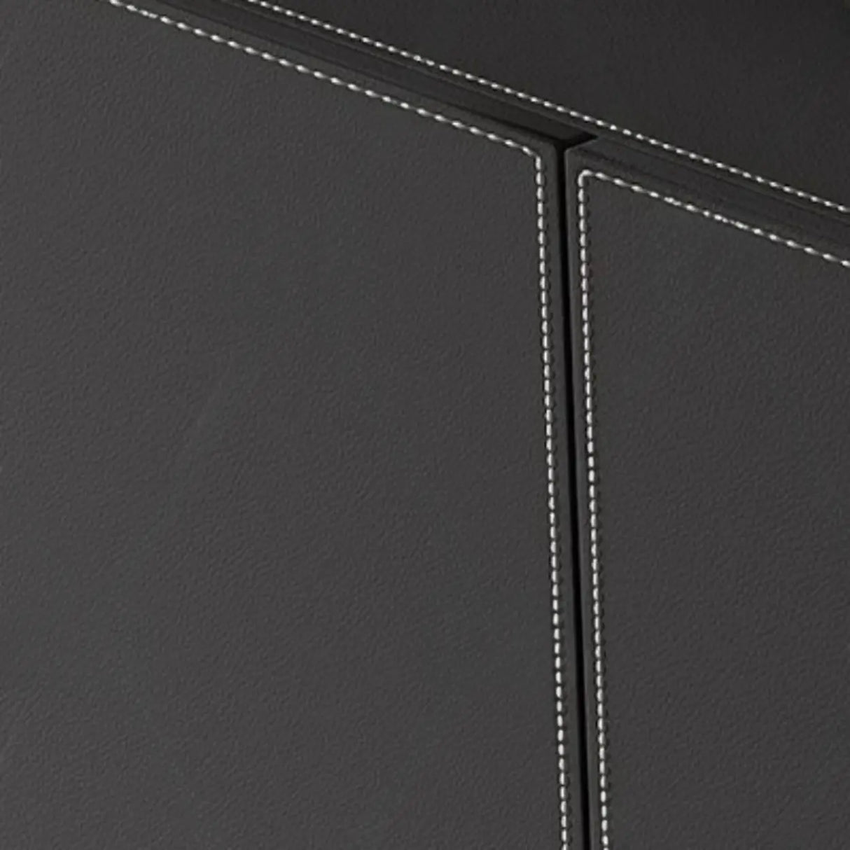 Leather Top Rectangular Metal Black Storage Console Table Image - 6