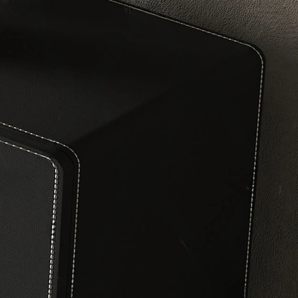 Leather Top Rectangular Metal Black Storage Console Table Image - 9