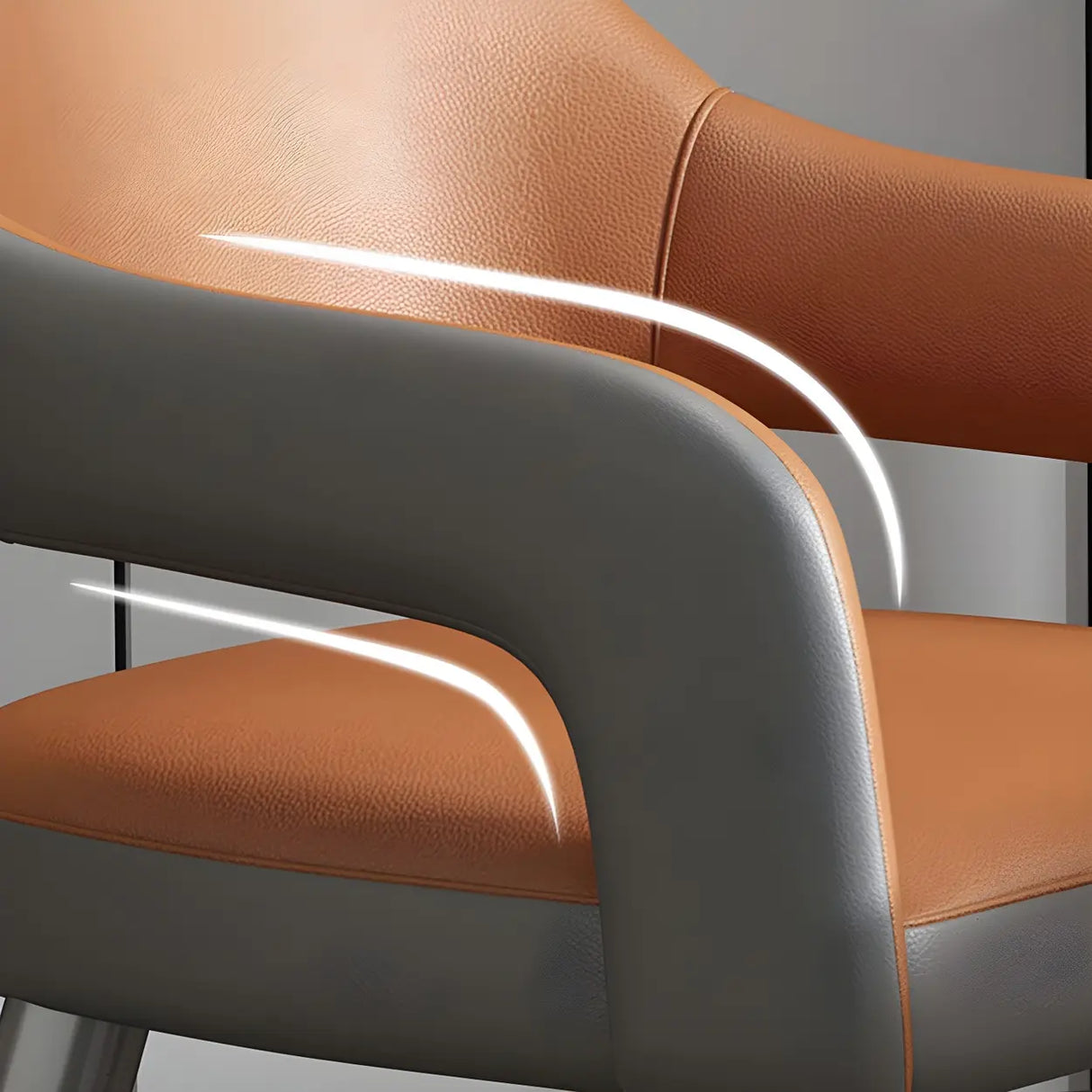 Leather Upholstered Open Back Arm Chair with Gray Legs Image - 13