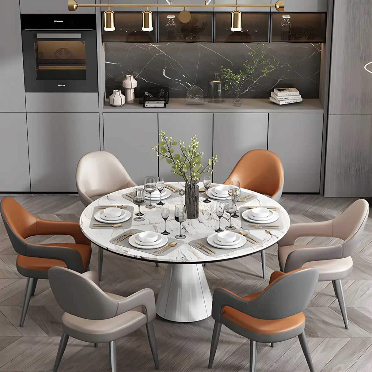 Leather Upholstered Open Back Arm Chair with Gray Legs Image - 4