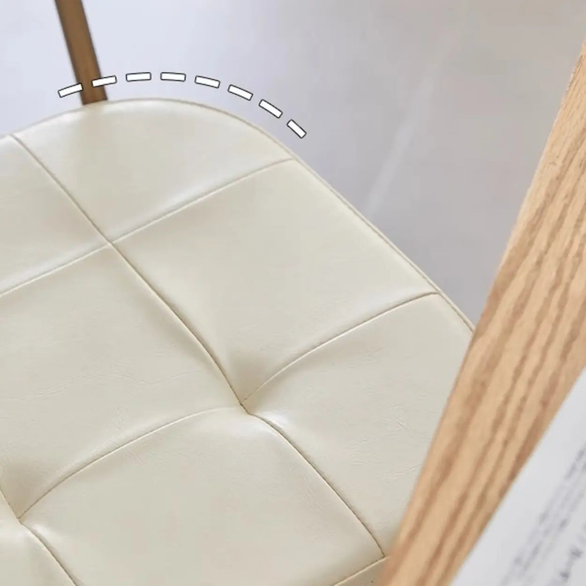 Leather Upholstered Tufted Wood Bar Stool with Metal Footrest Image - 13