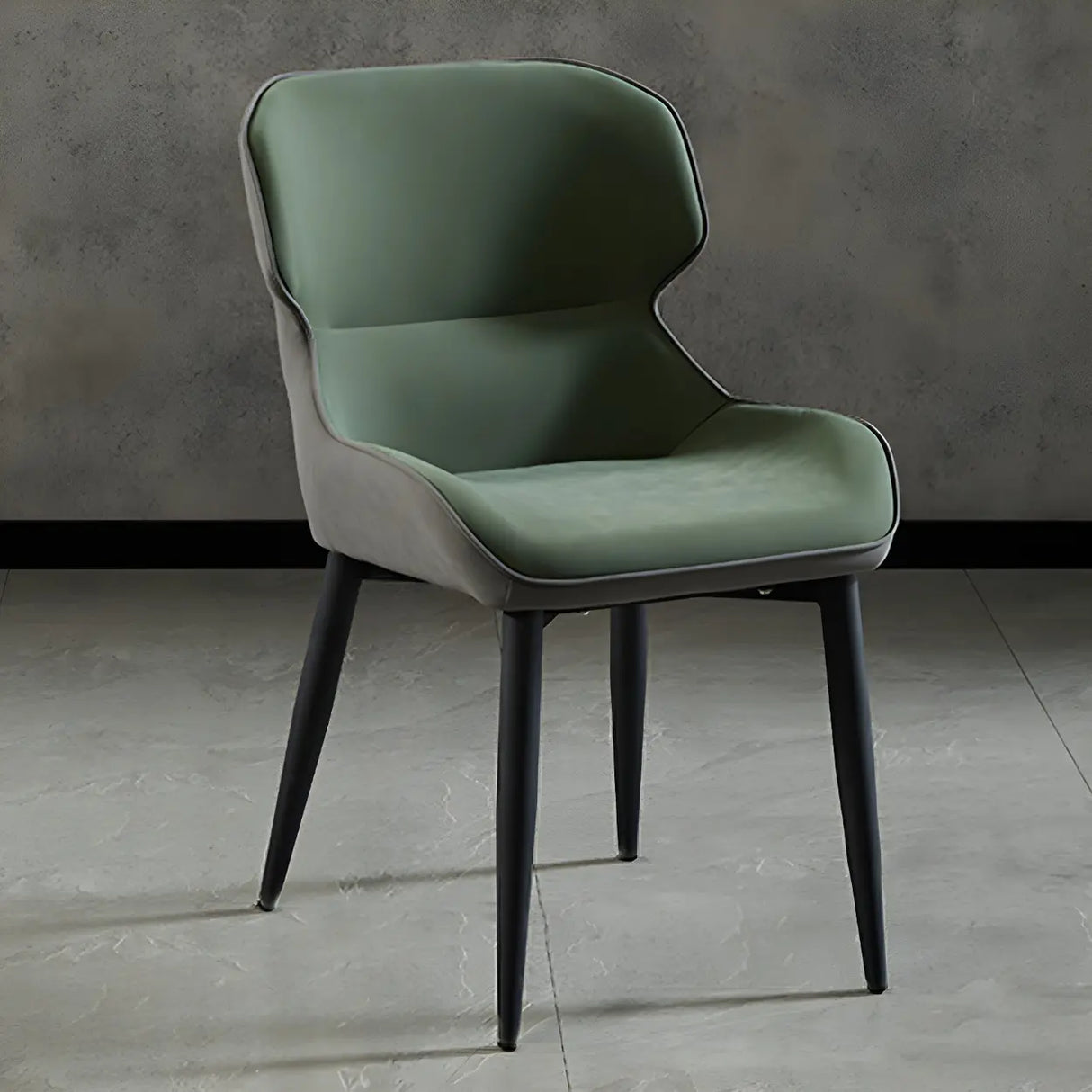 Leather Wingback Dining Side Chair with Metal Leg Image - 19