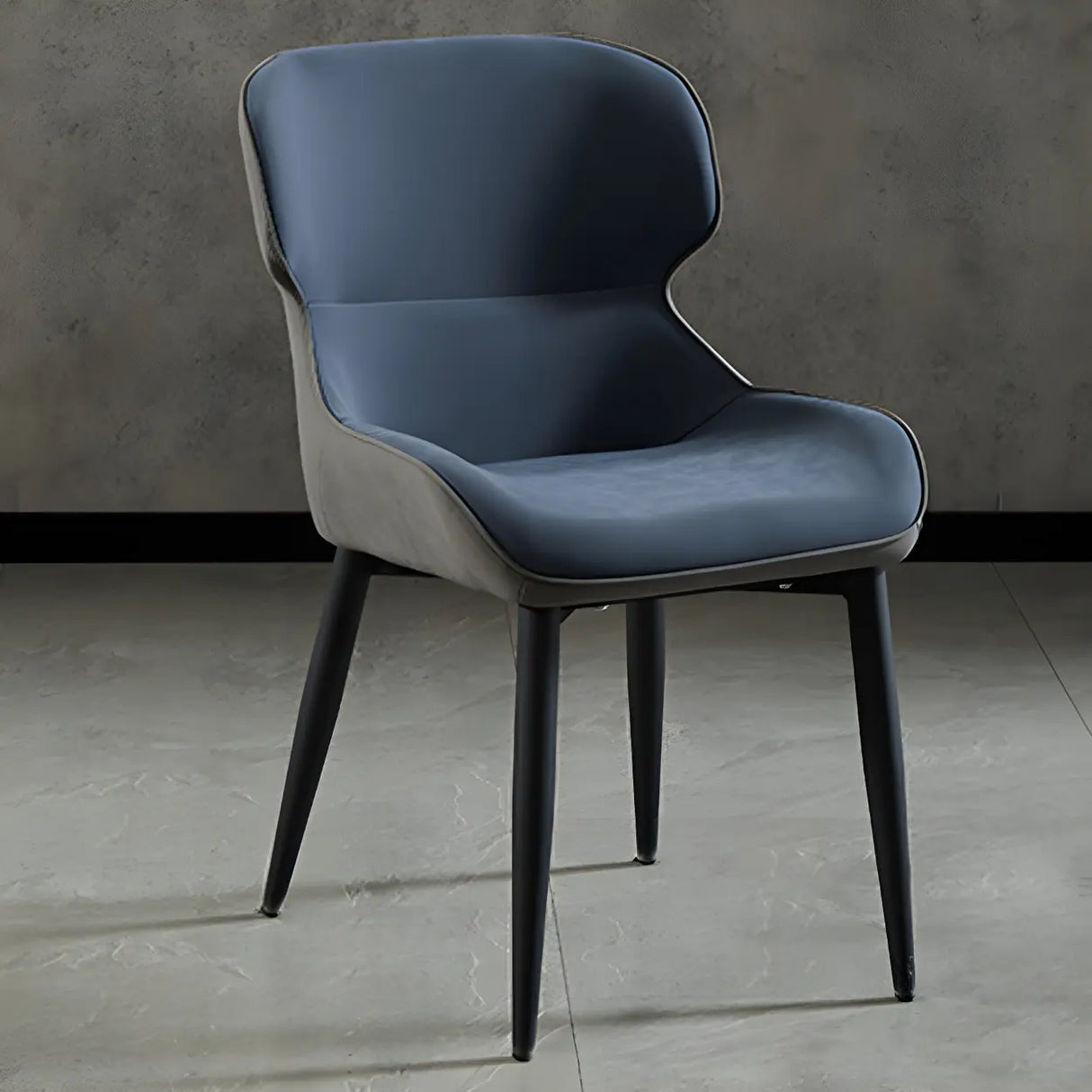 Leather Wingback Dining Side Chair with Metal Leg Image - 2