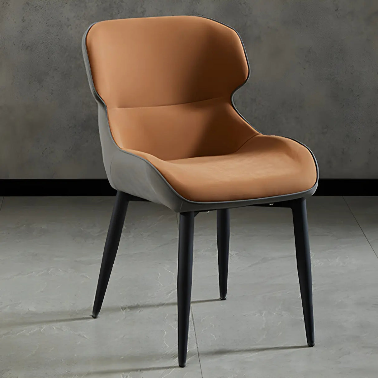 Leather Wingback Dining Side Chair with Metal Leg Image - 8
