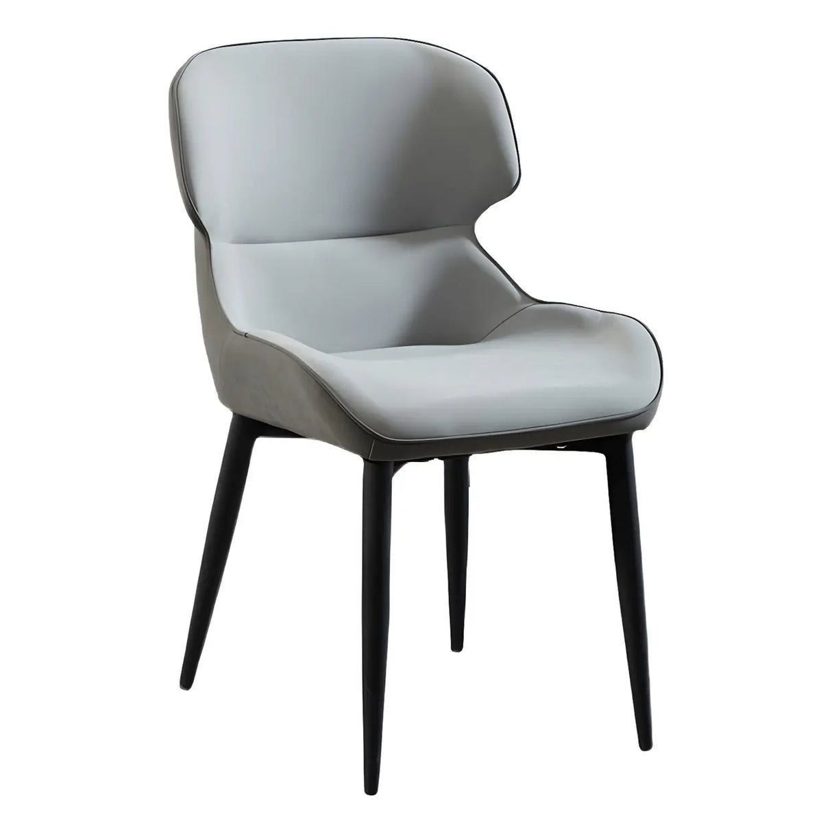 Leather Wingback Dining Side Chair with Metal Leg Image - 9